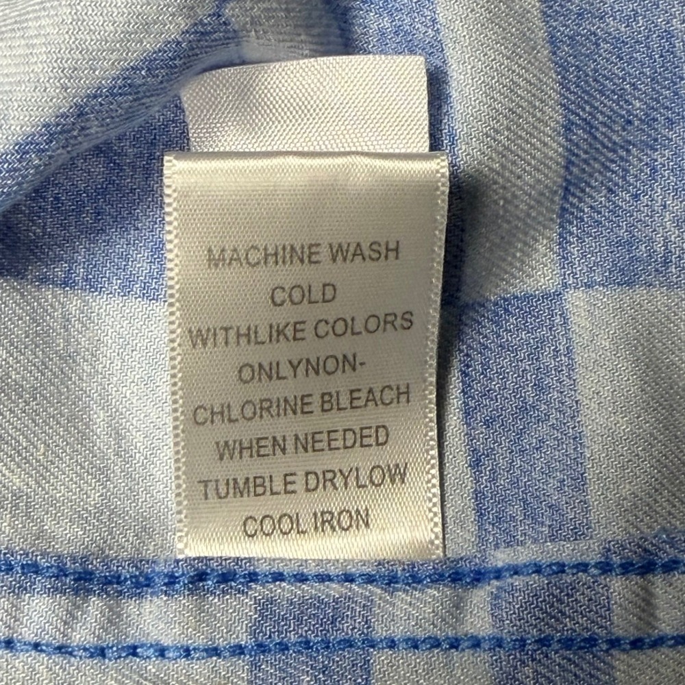 PacSun Mens Blue Checkered Pacific Sunwear Surf Shop Graphic Button Down Shirt S - Picture 6 of 8